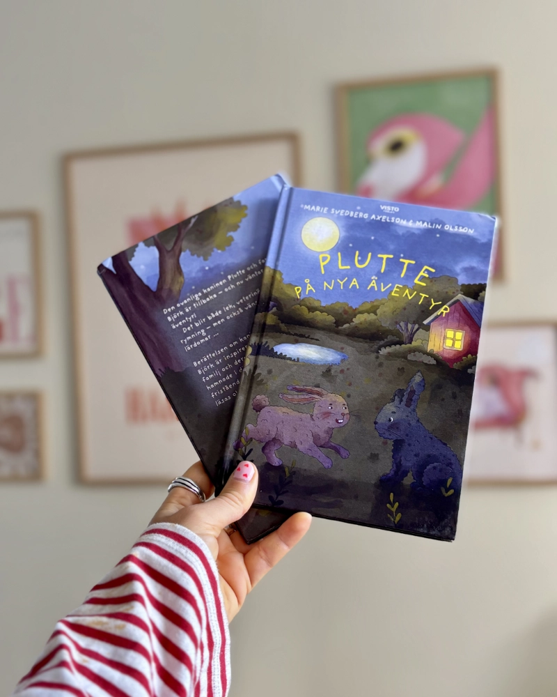 Ilustrationer av Malin Olsson, malins penna, till boken Plutte på nya äventyr1